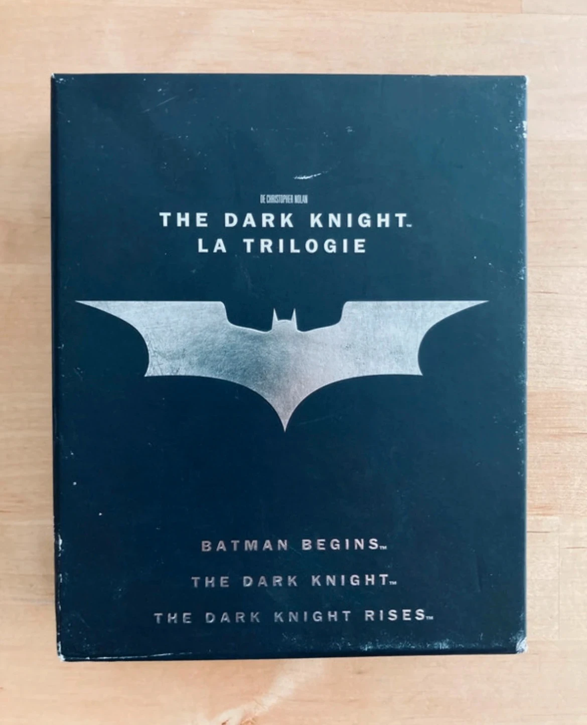 Coffret Blu-ray trilogie The Dark Knight de Christopher Nolan.